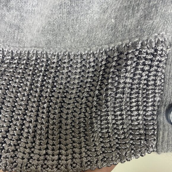 Moda International Women's Cardigan Sweater S Wool Rabbit Hair Gray Cozy! - Picture 3 of 5